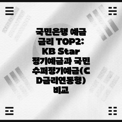국민은행 예금 금리 TOP2: KB Star 정기예금과 국민수퍼정기예금(CD금리연동형) 비교