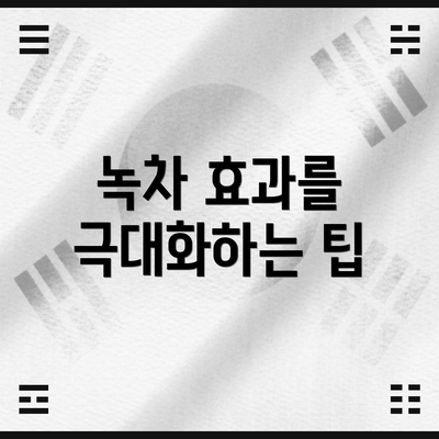 녹차 효과를 극대화하는 팁