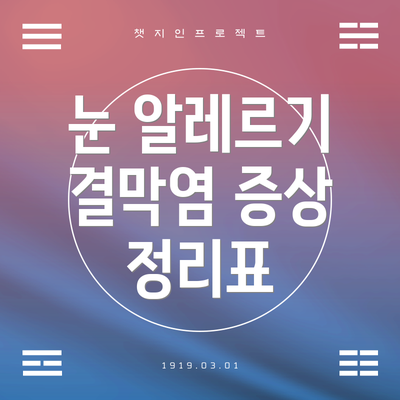 눈 알레르기 결막염 증상 정리표