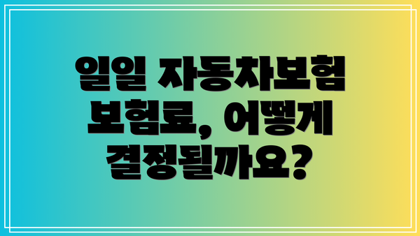 일일 자동차보험 보험료, 어떻게 결정될까요?