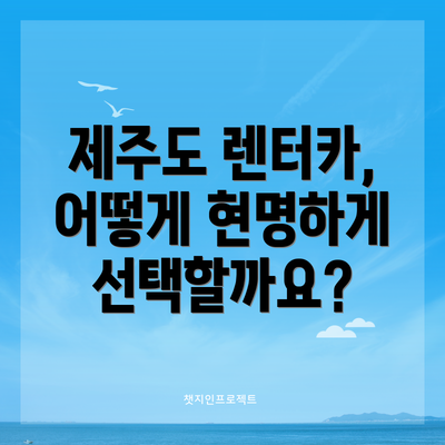 제주도 렌터카, 어떻게 현명하게 선택할까요?