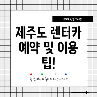제주도 렌터카 예약 및 이용 팁!