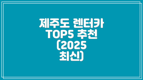 제주도 렌터카 TOP5 추천 (2025 최신)