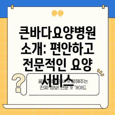 큰바다요양병원 소개: 편안하고 전문적인 요양 서비스