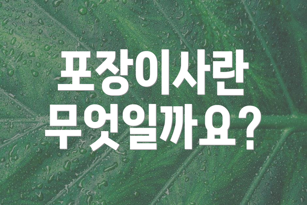 포장이사란 무엇일까요?