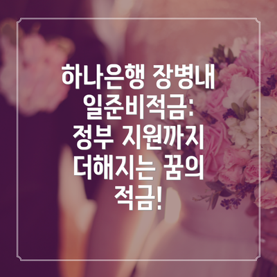 하나은행 장병내일준비적금: 정부 지원까지 더해지는 꿈의 적금!