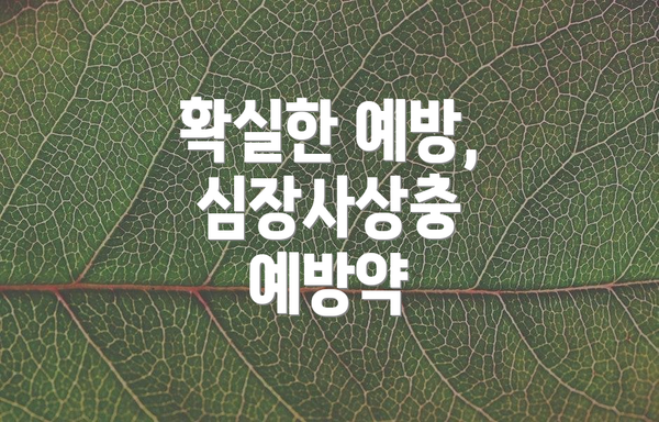 확실한 예방, 심장사상충 예방약