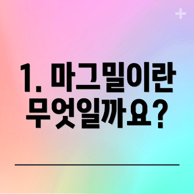 1. 마그밀이란 무엇일까요?