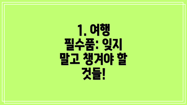 1. 여행 필수품: 잊지 말고 챙겨야 할 것들!