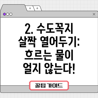 2. 수도꼭지 살짝 열어두기: 흐르는 물이 얼지 않는다!