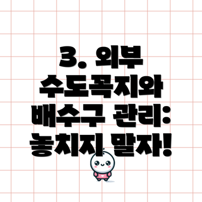 3. 외부 수도꼭지와 배수구 관리: 놓치지 말자!