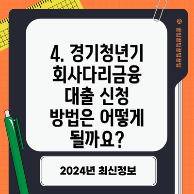 4. 경기청년기회사다리금융 대출 신청 방법은 어떻게 될까요?