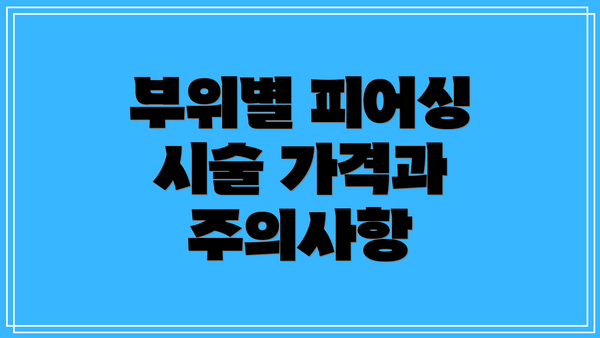 부위별 피어싱 시술 가격과 주의사항