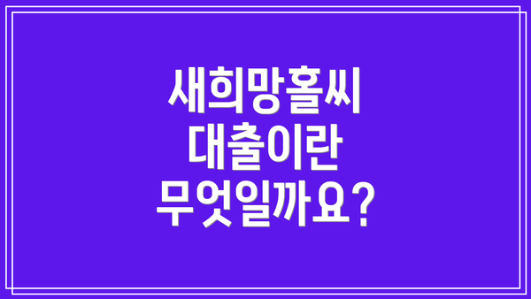 새희망홀씨 대출이란 무엇일까요?