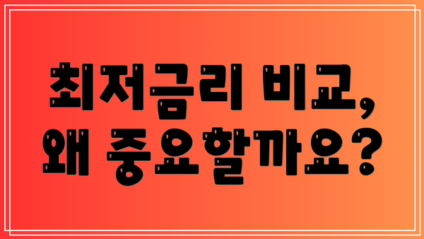 최저금리 비교, 왜 중요할까요?