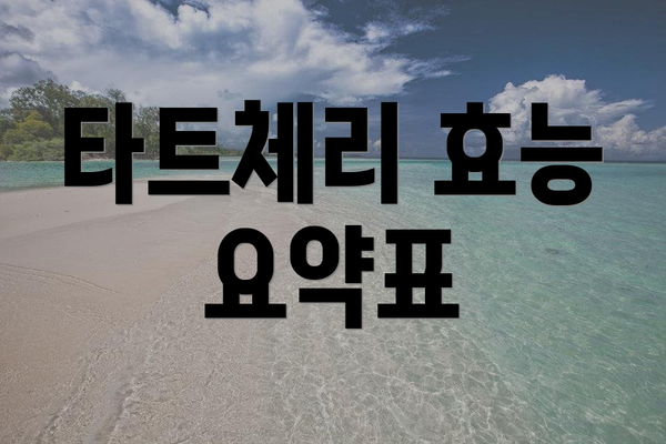 타트체리 효능 요약표