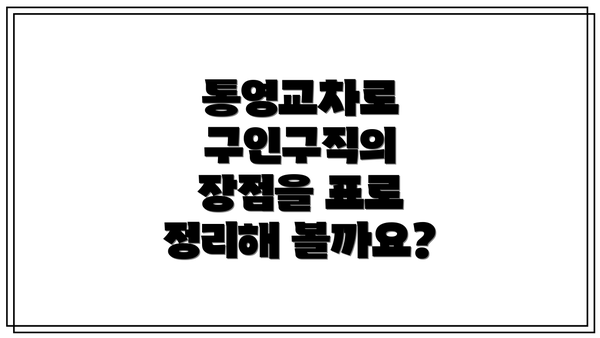 통영교차로 구인구직의 장점을 표로 정리해 볼까요?