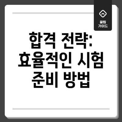 합격 전략: 효율적인 시험 준비 방법
