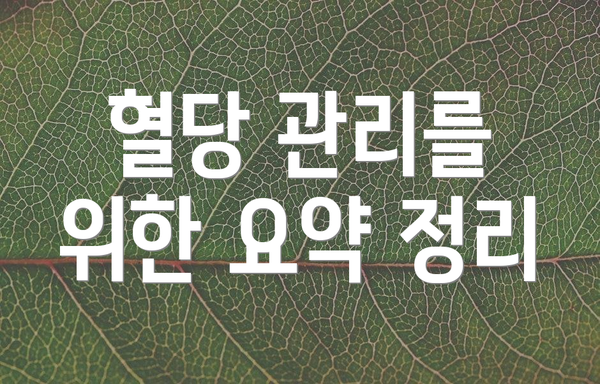 혈당 관리를 위한 요약 정리