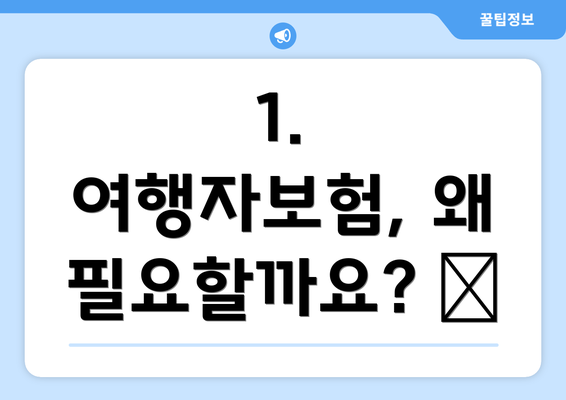 1. 여행자보험, 왜 필요할까요? 🤔