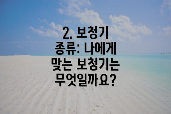 2. 보청기 종류: 나에게 맞는 보청기는 무엇일까요?