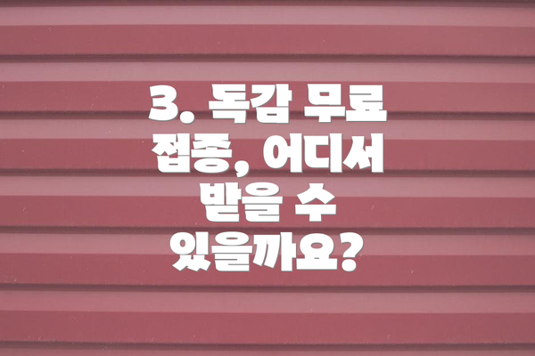 3. 독감 무료 접종, 어디서 받을 수 있을까요?