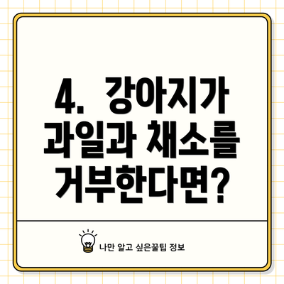 4.  강아지가 과일과 채소를 거부한다면?