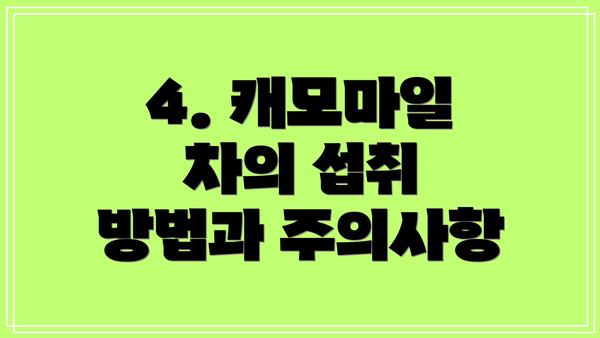 4. 캐모마일 차의 섭취 방법과 주의사항