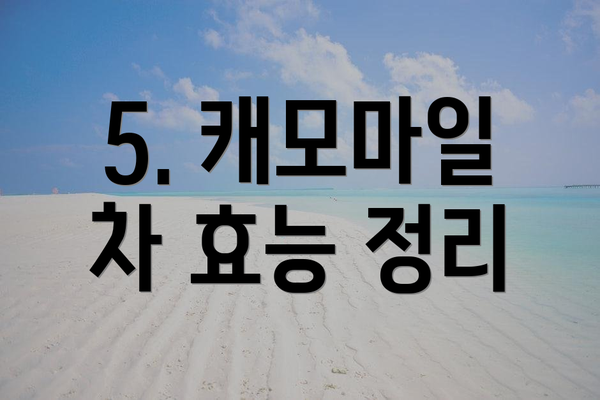 5. 캐모마일 차 효능 정리