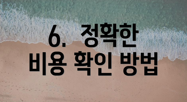 6.  정확한 비용 확인 방법