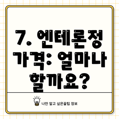 7. 엔테론정 가격: 얼마나 할까요?