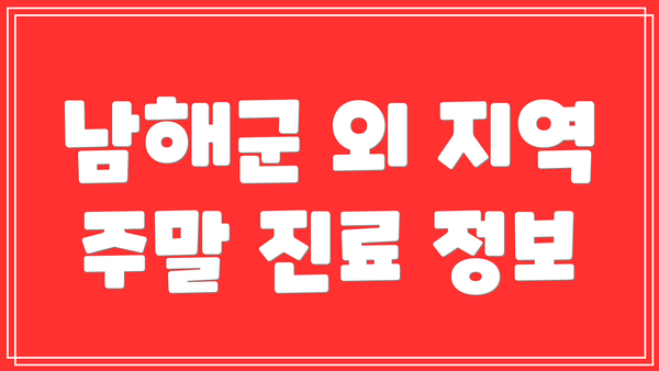 남해군 외 지역 주말 진료 정보