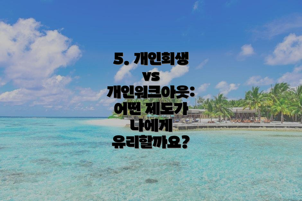 5. 개인회생 vs 개인워크아웃: 어떤 제도가 나에게 유리할까요?
