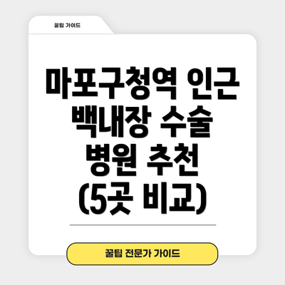 마포구청역 인근 백내장 수술 병원 추천 (5곳 비교)