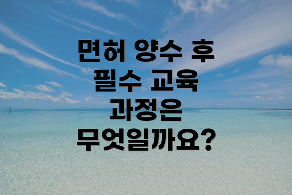 면허 양수 후 필수 교육 과정은 무엇일까요?